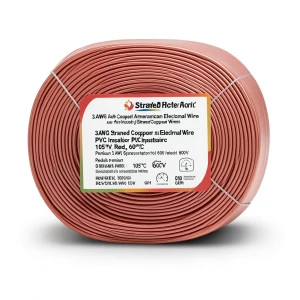 سلك امريكي 3 AWG نحاس مجدول عزل PVC 105°C أحمر، 600 فولت، 500 قدم | شركة كابلات الشرقية للصناعة