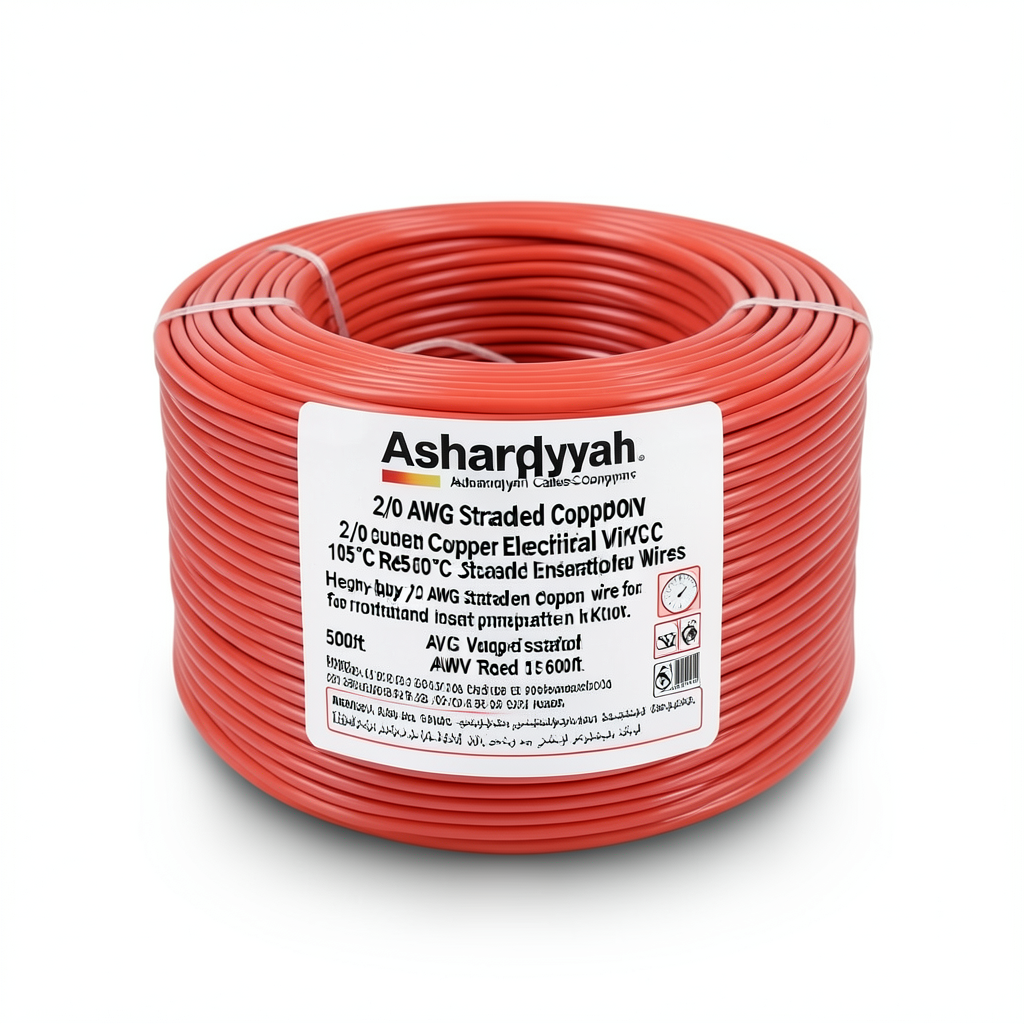 سلك كهربائي نحاس مجدول 2/0 AWG عزل PVC 105°C أحمر 600 فولت طول 500 قدم | شركة كابلات الشرقية للصناعة