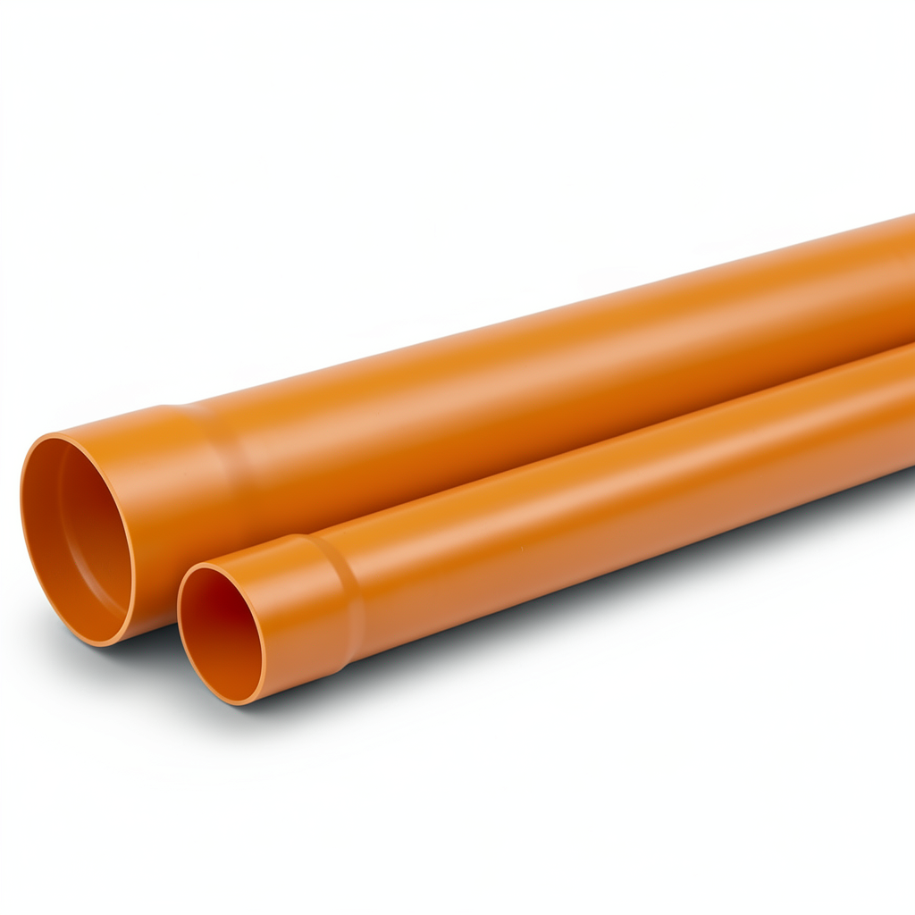 أنابيب بلاستيك UPVC مقاس 6 إنش ضغط 100 psi سمك 4.62 مم لون برتقالي بني