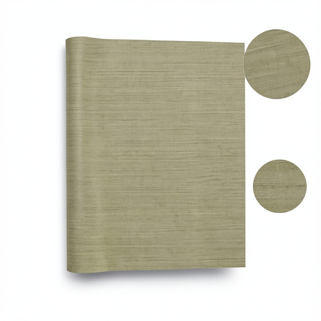 Italian Wooden Wallpaper 10m x 0.73m Olive Beige, Model 45114