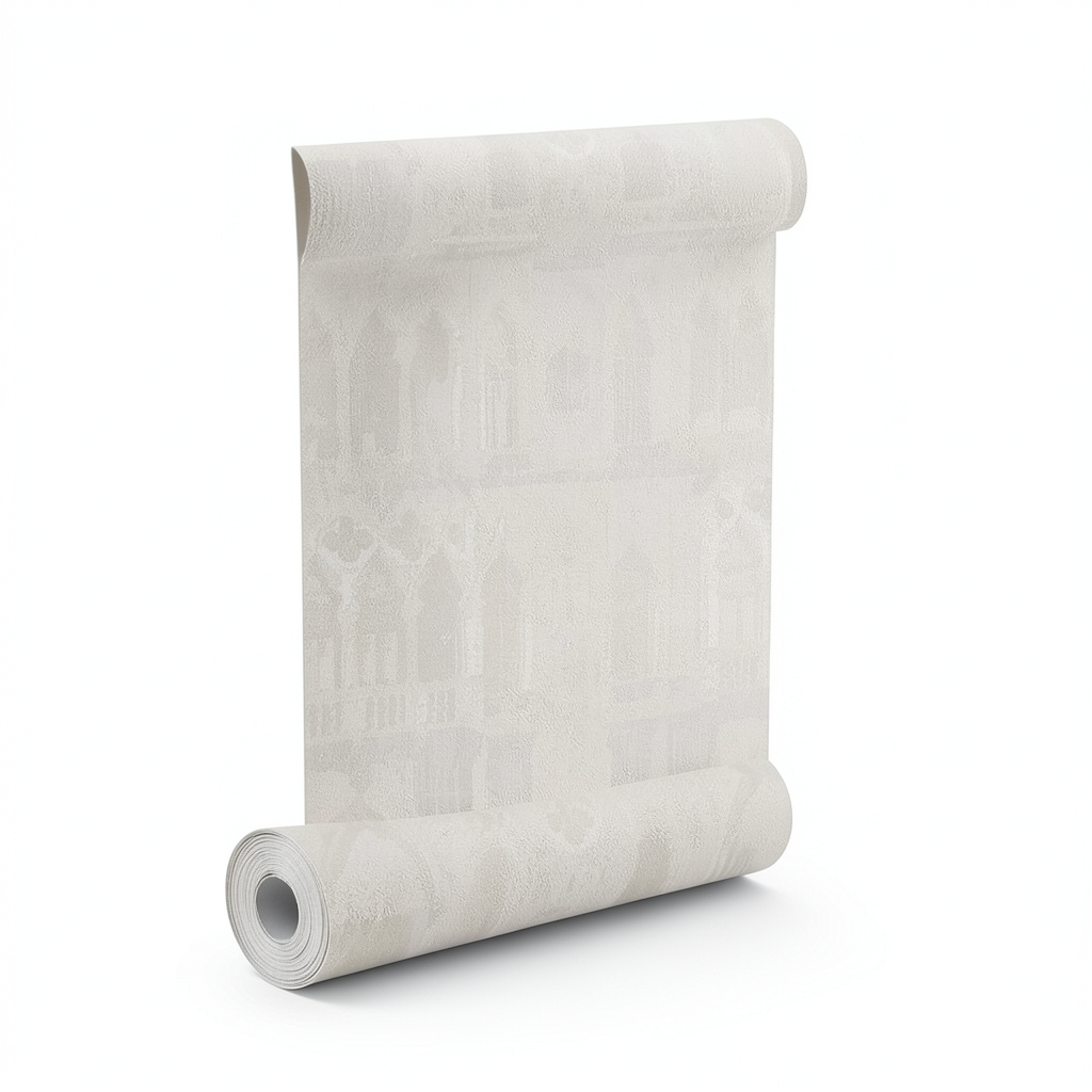 Italian Wallpaper Pale Beige Color Modern Design, Size 10m x 1.06m, Model 81737