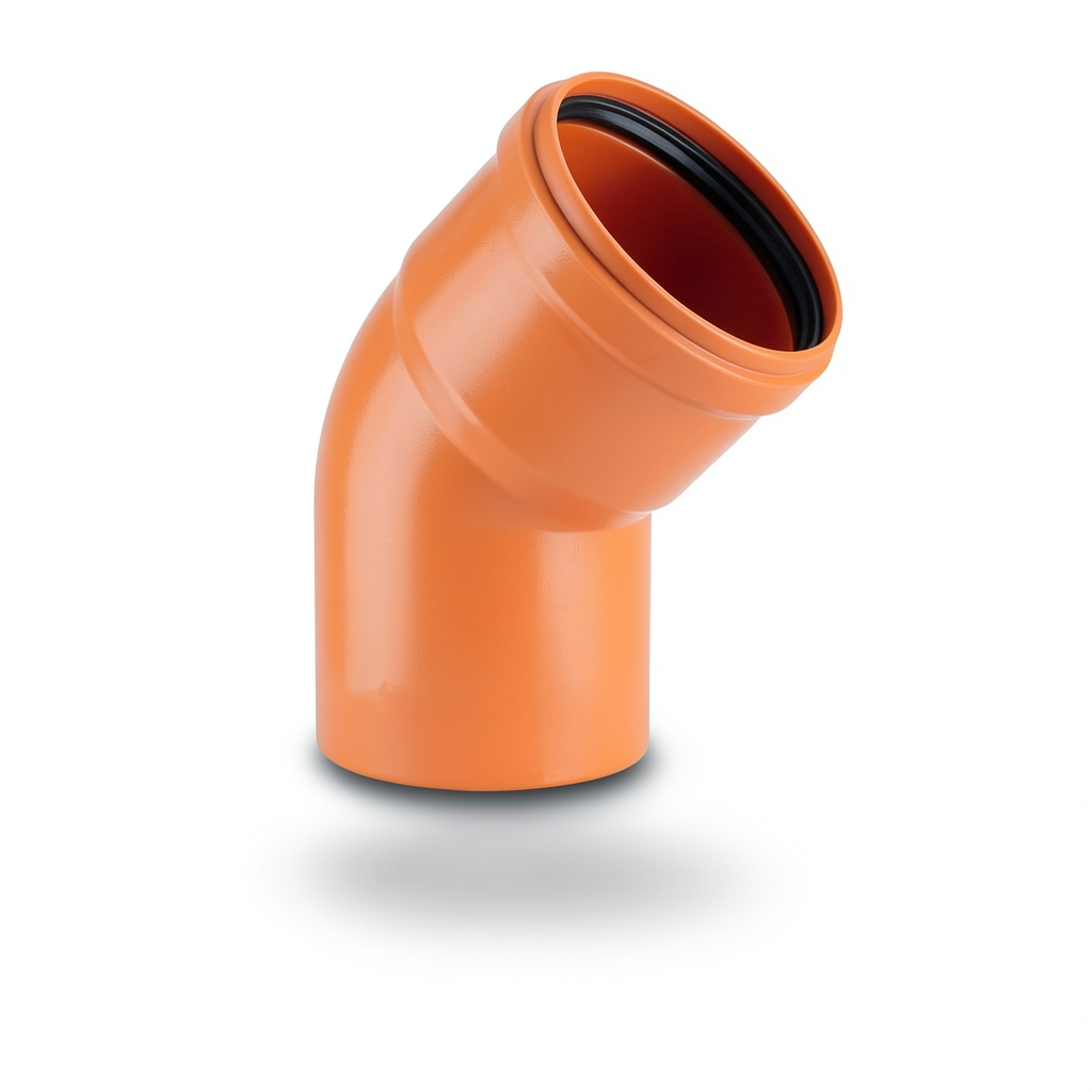 كوع بلاستيك UPVC زاوية 45° مقاس 75 مم برتقالي اللون