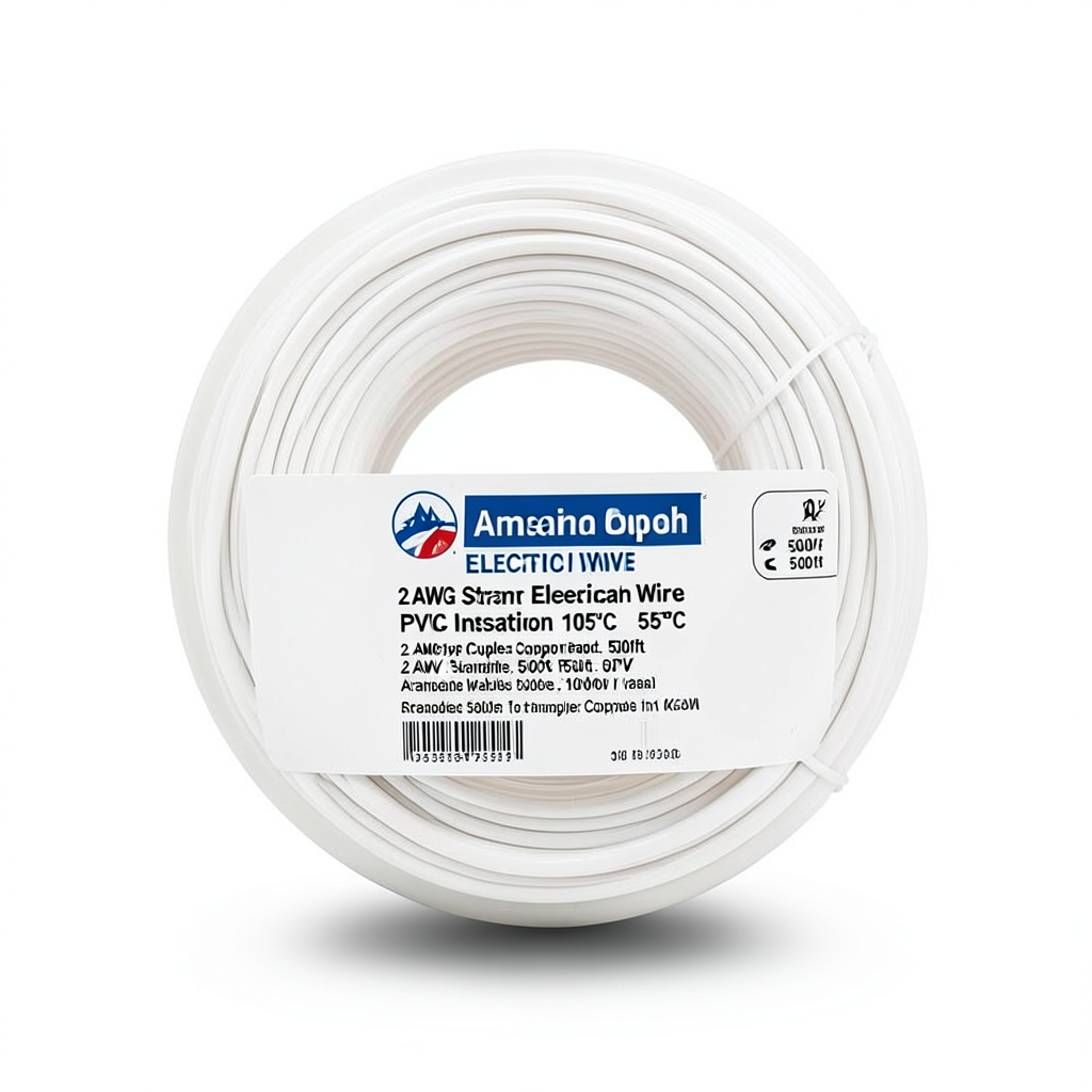 سلك امريكي نحاس مجدول 2 AWG معزول PVC 105°C أبيض، 600 فولت، 500 قدم | شركة كابلات الشرقية للصناعة