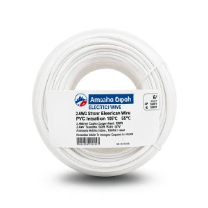 سلك امريكي نحاس مجدول 2 AWG معزول PVC 105°C أبيض، 600 فولت، 500 قدم | شركة كابلات الشرقية للصناعة
