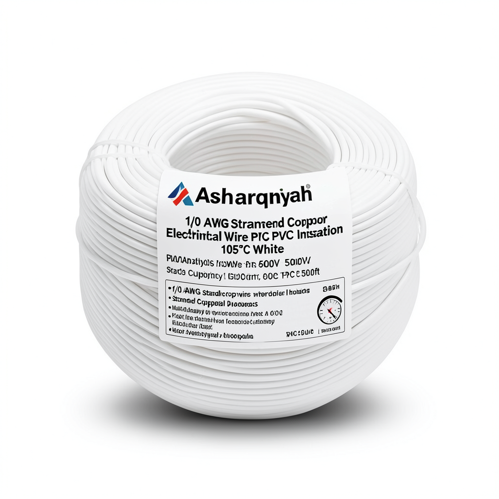 1/0 AWG Stranded Copper Electrical Wire PVC Insulation 105°C White 600V 500ft | Asharqiyah Cables Company for Industry