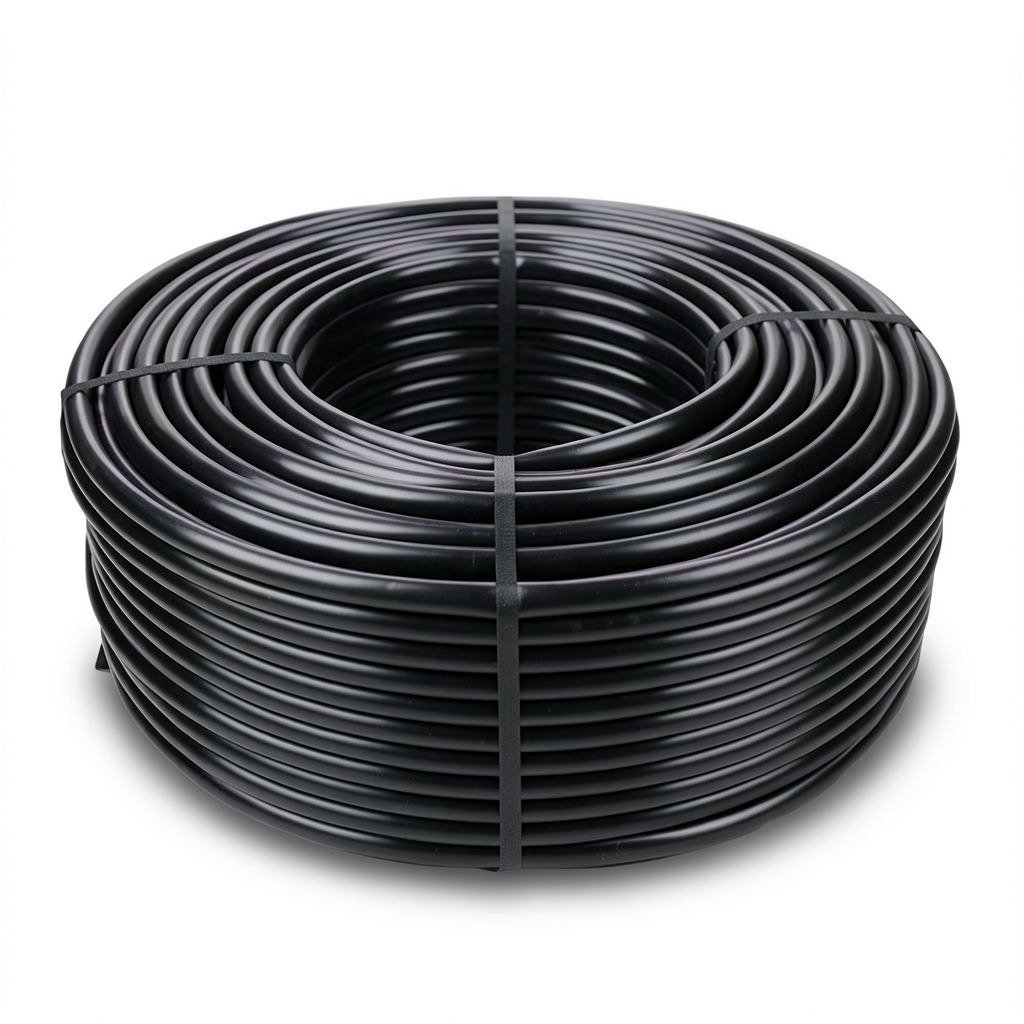 لفة أنابيب HDPE ضغط اسمي 20 بار PE 100، قطر خارجي 20 مم، سماكة 2.3 مم، أسود