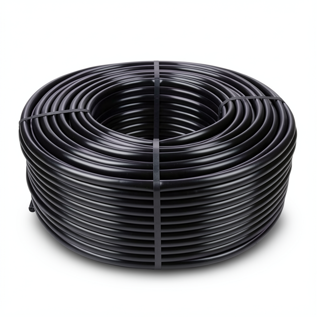 لفة أنابيب بلاستيك HDPE ضغط 20 بار PE 100، قطر خارجي 50 مم، سماكة 5.6 مم، أسود