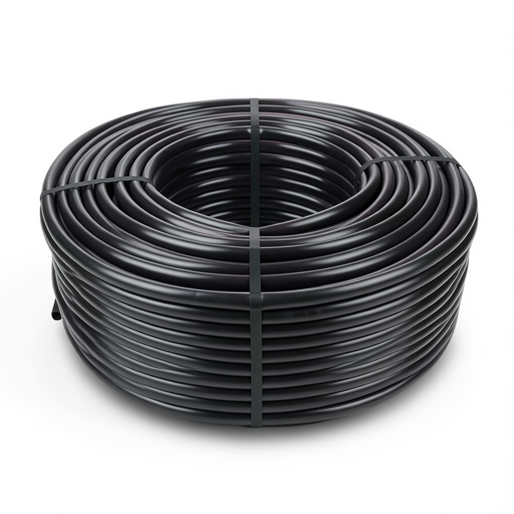 لفة أنابيب HDPE ضغط اسمي 20 بار PE 100، قطر خارجي 20 مم، سماكة 2.3 مم، أسود