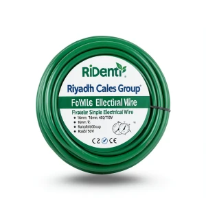 لفة سلك كهرباء نحاس شعر مفرد معزول PVC، مقاس 16mm، 450/750 فولت، لون أخضر | مجموعة كابلات الرياض