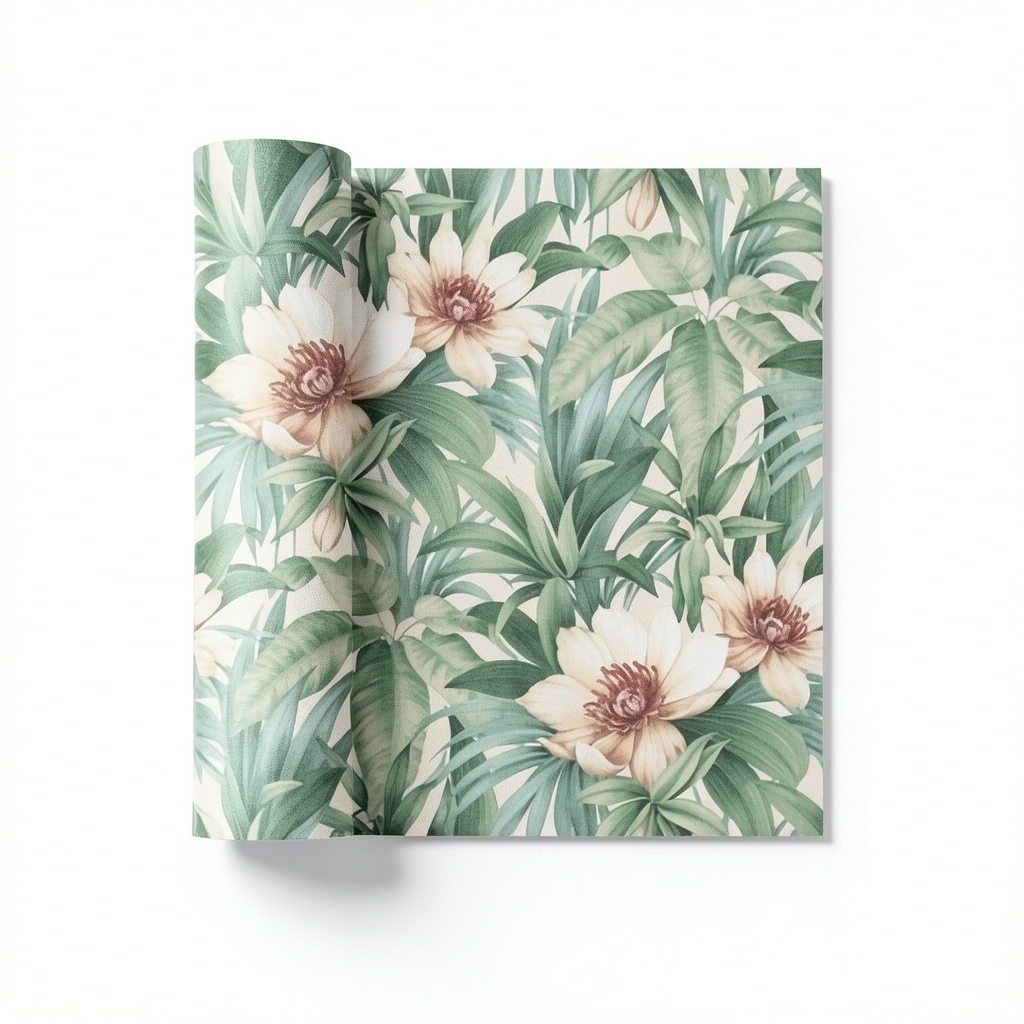Floral Wall Covering 10m x 0.53m Green Color, Model ht70204
