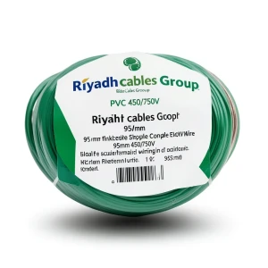 سلك كهرباء مفرد نحاس شعر معزول PVC، مقاس 95 ملم، 450/750 فولت، أخضر | مجموعة كابلات الرياض