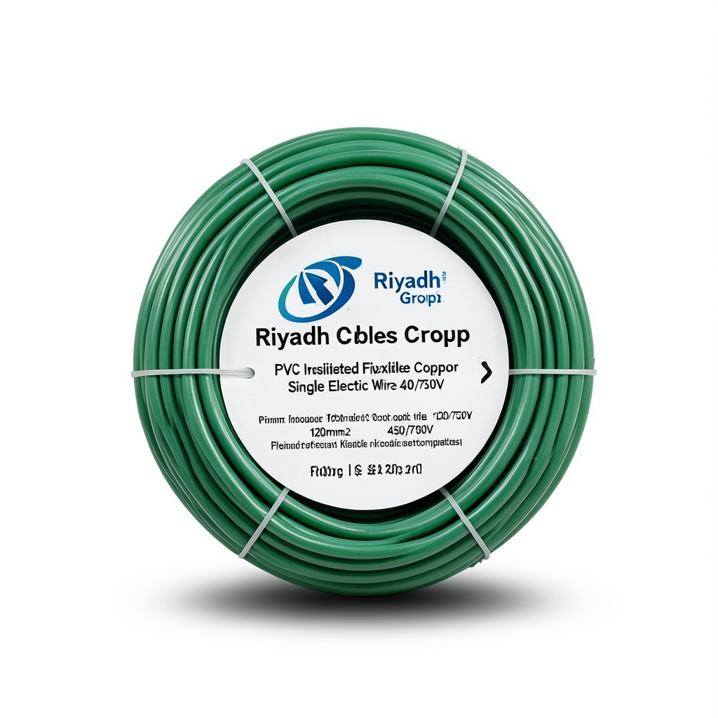 PVC Insulated Flexible Copper Single Electric Wire 120mm2, 450/750V, Green | Riyadh Cables Group