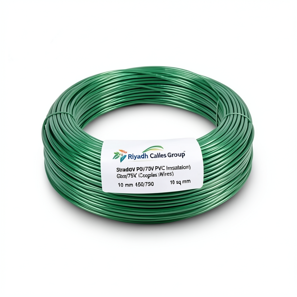 سلك مجدول نحاس 10 ملي 450/750 فولت، عزل PVC لون اخضر | مجموعة كابلات الرياض