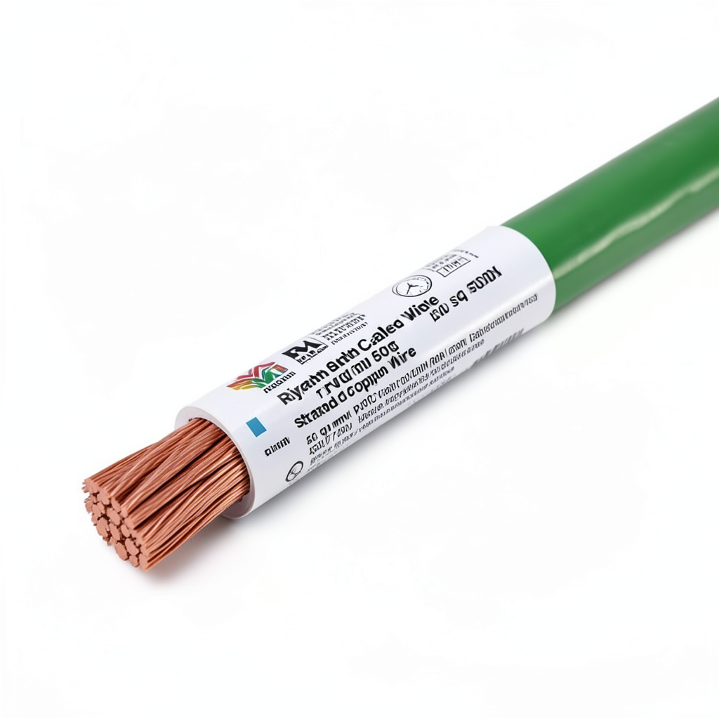 سلك مجدول نحاس 50 ملي 450/750 فولت عزل PVC لون اخضر | مجموعة كابلات الرياض