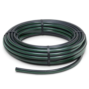 HDPE Plastic Coil Pipe PN 15.7 Bar PE 63 OD 32 mm SDR 6 Black with Green Stripes