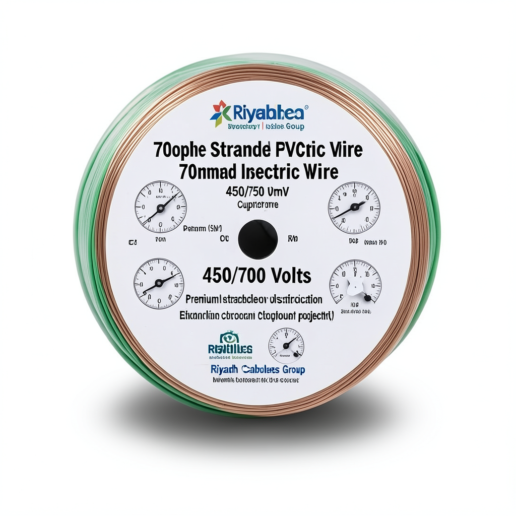 Copper Stranded Electric Wire 70mm 450/750 Volts PVC Insulated Green | Riyadh Cables Group