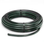 لفة أنابيب بلاستيك HDPE ضغط 9.8 بار PE 63، قطر خارجي 140 مم SDR 9 أسود مع خطوط خضراء