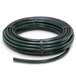لفة أنابيب HDPE ضغط 15.7 بار PE 63، قطر خارجي 16 مم SDR 6 أسود مع خط أخضر