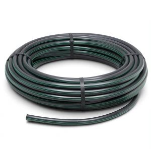 لفة أنابيب بلاستيك HDPE ضغط 15.7 بار PE 63 قطر خارجي 110 مم SDR 6 أسود مع خط أخضر