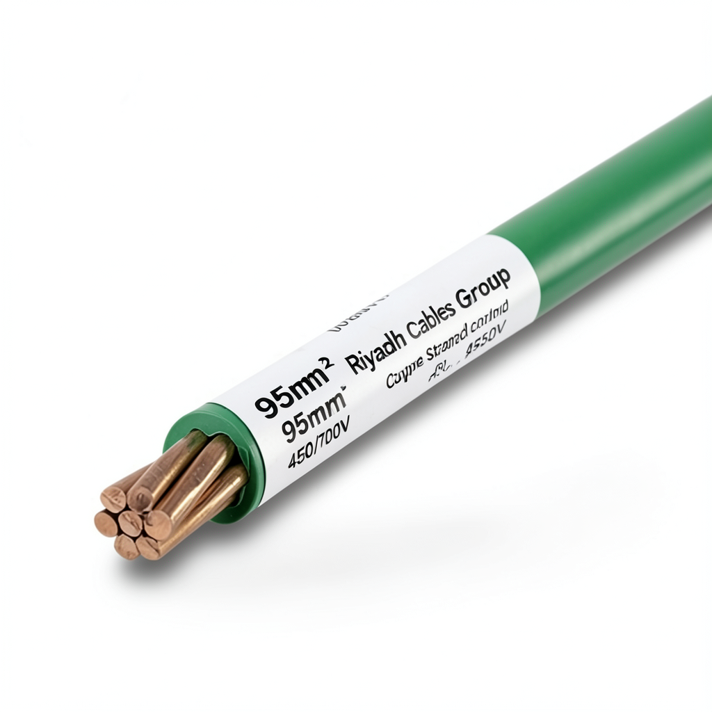 لفة سلك مجدول نحاس 95 مم2 450/750 فولت عزل PVC لون أخضر | مجموعة كابلات الرياض
