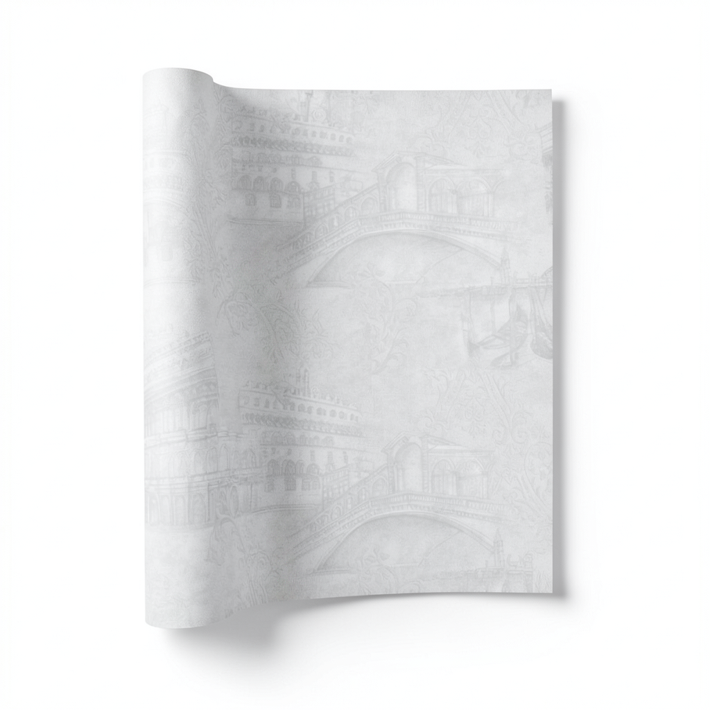 Italian Wallpaper Light Gray Color Modern Design, Size 10mx1.06m, Model 81709