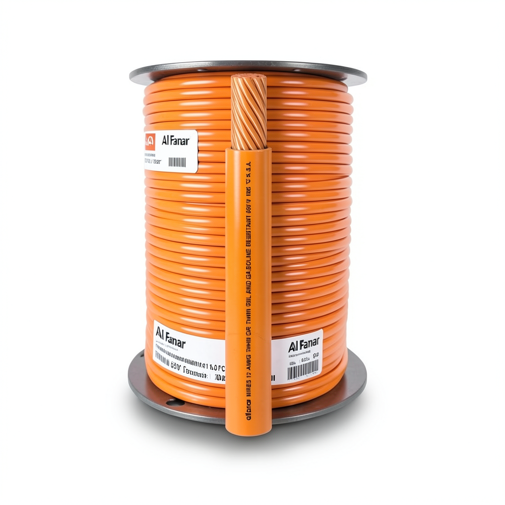 كابل نحاس THHN/THWN معزول PVC 105° قطر 16.1 مم 600 فولت طول 500 قدم برتقالي | شركة الفنار