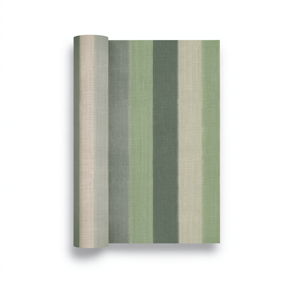 Striped Wall Decoration 10m x 0.73m Green with Beige, Model 45122
