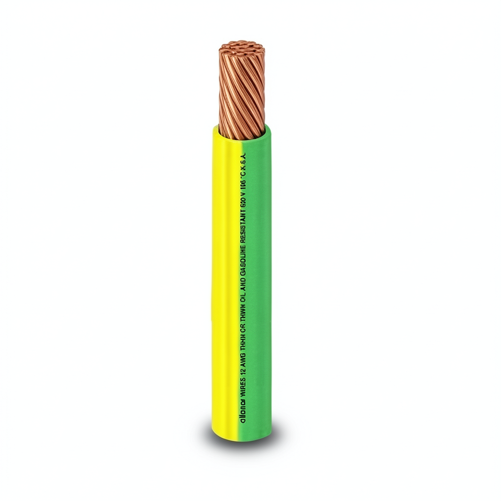 كابل نحاس THHN/THWN معزول PVC 105° MM 600 قطر 9.3 مم 600 فولت 500 قدم أصفر مع أخضر | شركة الفنار