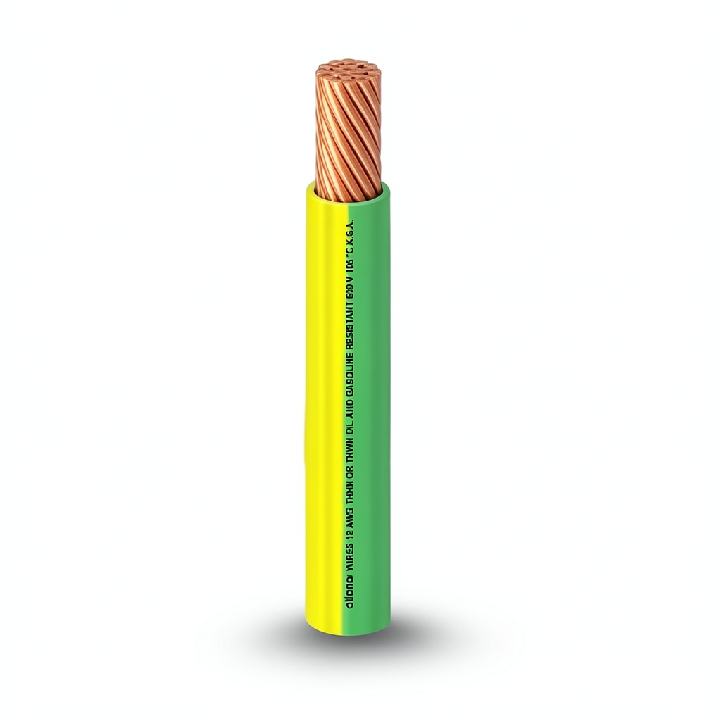 THHN/THWN Copper Cable PVC 105°C Insulation Diameter 10.0 MM 600 Volt 500 Feet Yellow with Green | Al Fanar