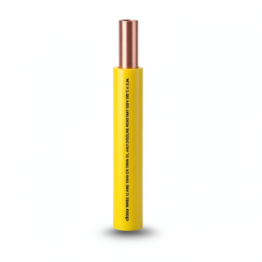 كابل نحاس THHN/THWN معزول PVC 105° قطر 11.9 مم 600 فولت 500 قدم أصفر مع أخضر | شركة الفنار Alfanar