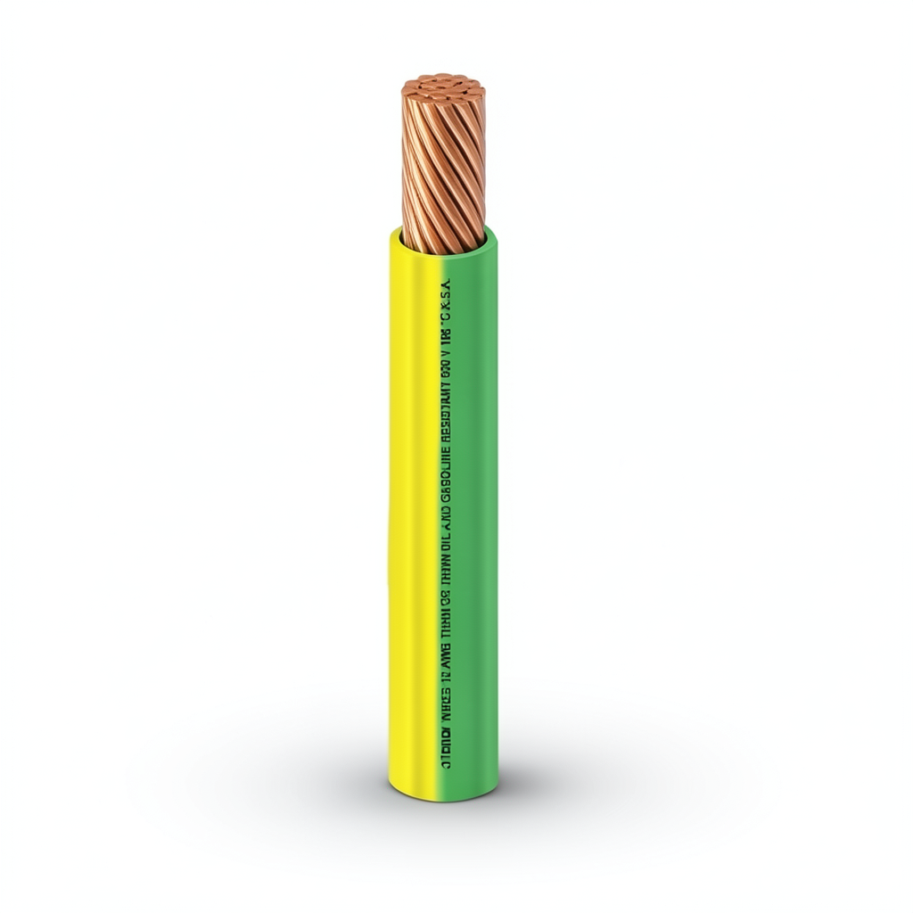 THHN/THWN Copper Cable PVC 105°C Insulation Diameter 13.8 MM 600 Volt Length 500 Feet Yellow with Green | Al Fanar