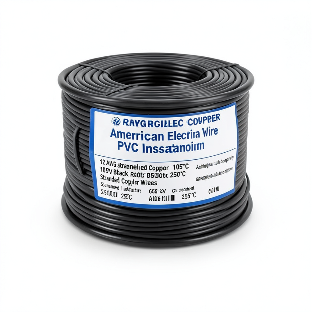 سلك كهرباء امريكي 12 AWG نحاس مجدول عزل PVC 105°C أسود 600 فولت طول 2500 قدم | شركة كابلات الشرقية للصناعة