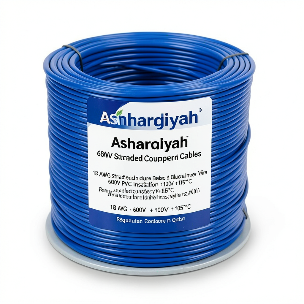 سلك 18 AWG نحاس مجدول 600 فولت عزل PVC +105°C أزرق | شركة كابلات الشرقية للصناعة