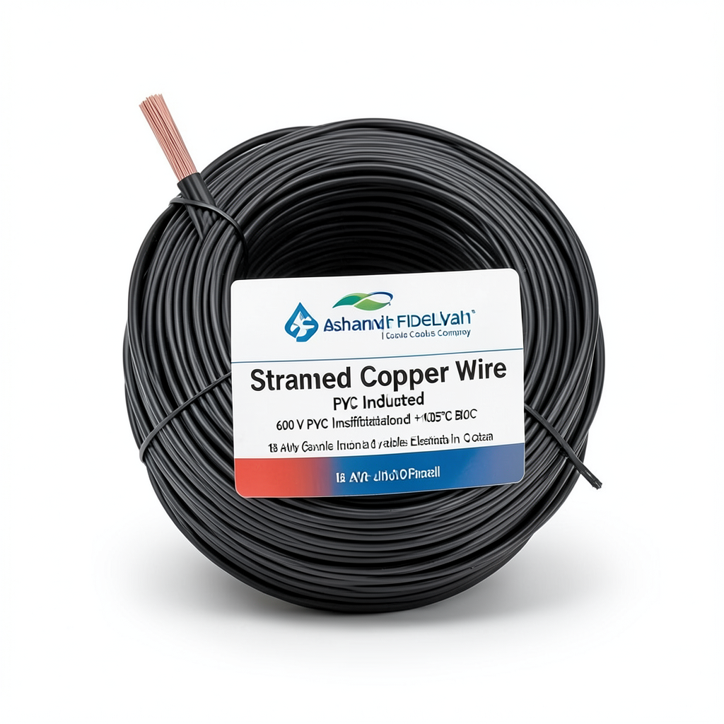 سلك 18 AWG نحاس مجدول جهد 600 فولت عزل PVC +105°C اسود | شركة كابلات الشرقية للصناعة