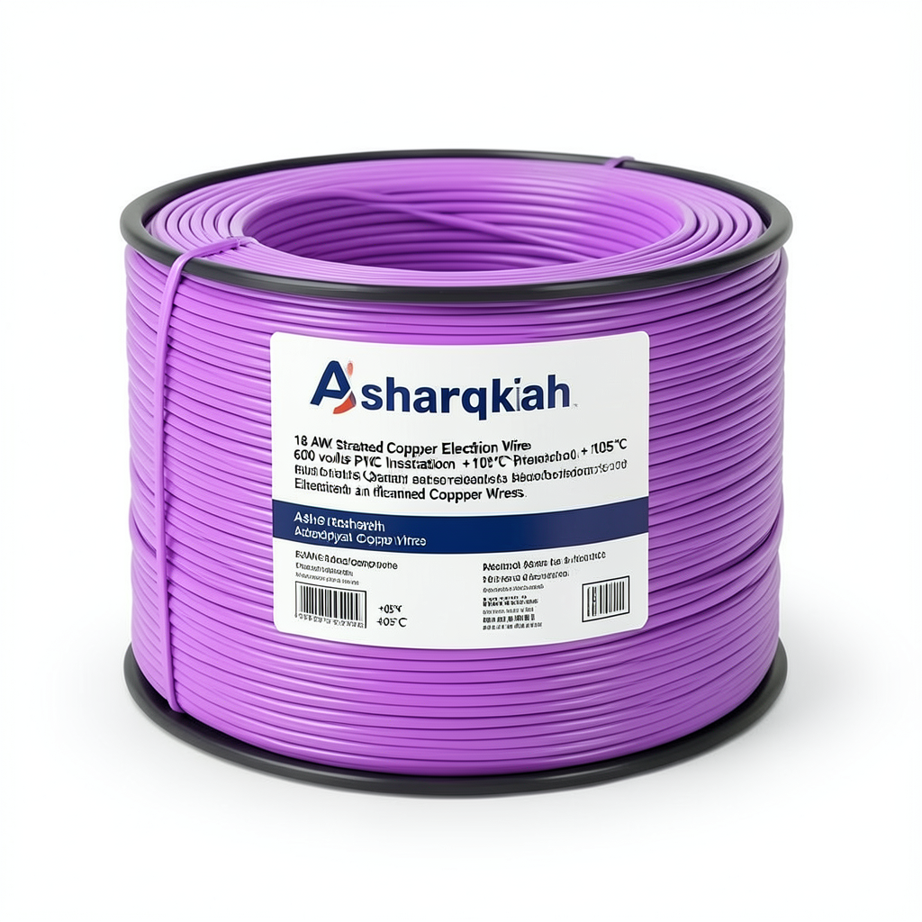 سلك كهرباء 18 AWG نحاس مجدول جهد 600 فولت عزل PVC +105°C بنفسجي | شركة كابلات الشرقية للصناعة