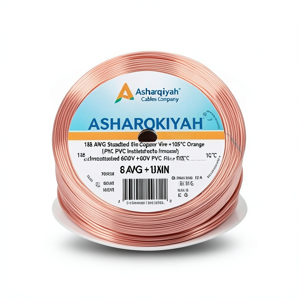 18 AWG Stranded Copper Wire 600V PVC Insulated +105°C Orange | Asharqiyah Cables Company for Industry
