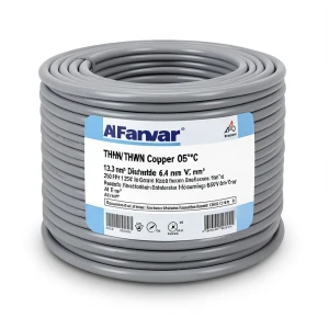كابل نحاس THHN/THWN عزل PVC 105°C مقاس 13.3 مم² قطر 6.4 مم 600 فولت طول 250 قدم لون رمادي | شركة الفنار