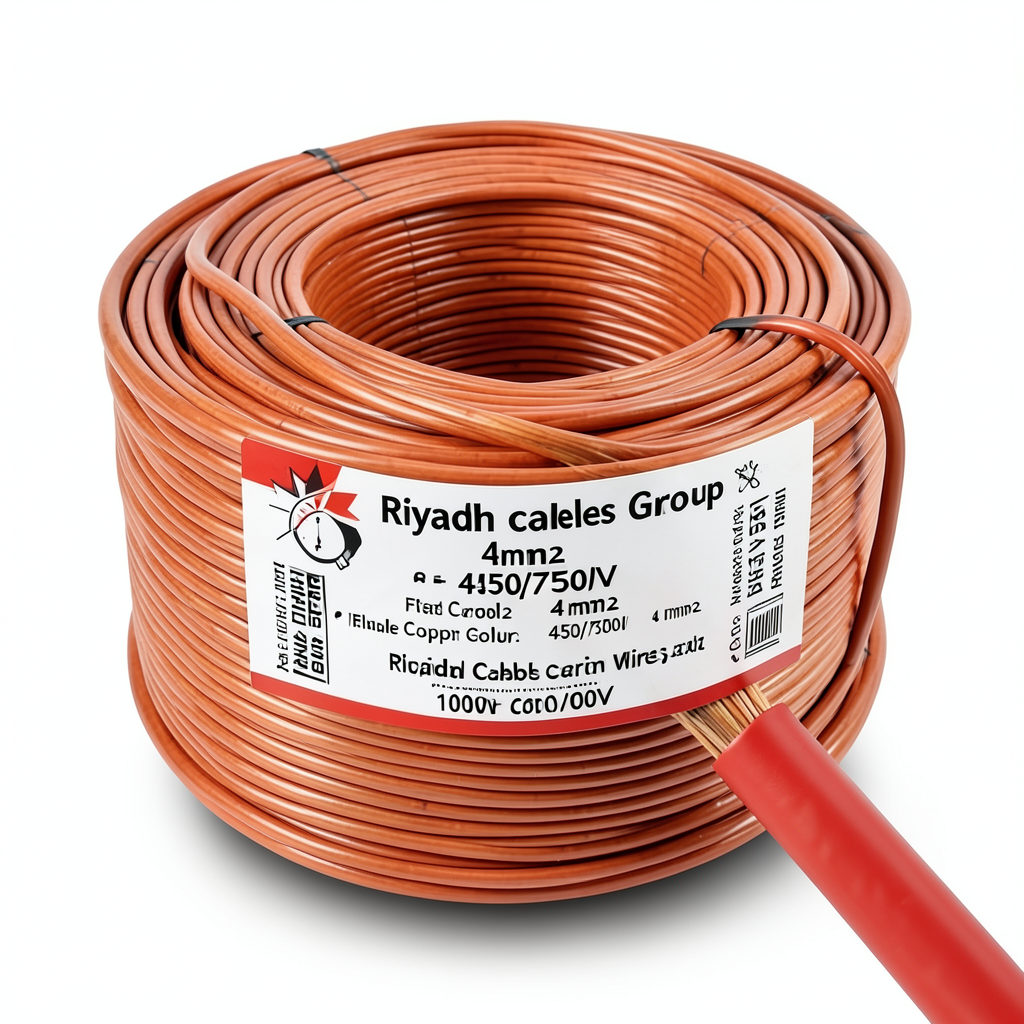 Flexible Copper Electric Wire 4mm2, 450/750V, 100m Coil, Red Color | Riyadh Cables Group
