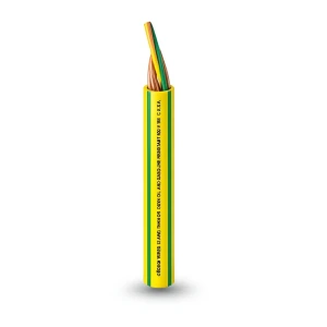كابل نحاس THHN/THWN معزول بمادة PVC 105° الفنار قطر 2.7 مم 600 فولت طول 500 قدم أصفر مع الأخضر | شركة الفنار