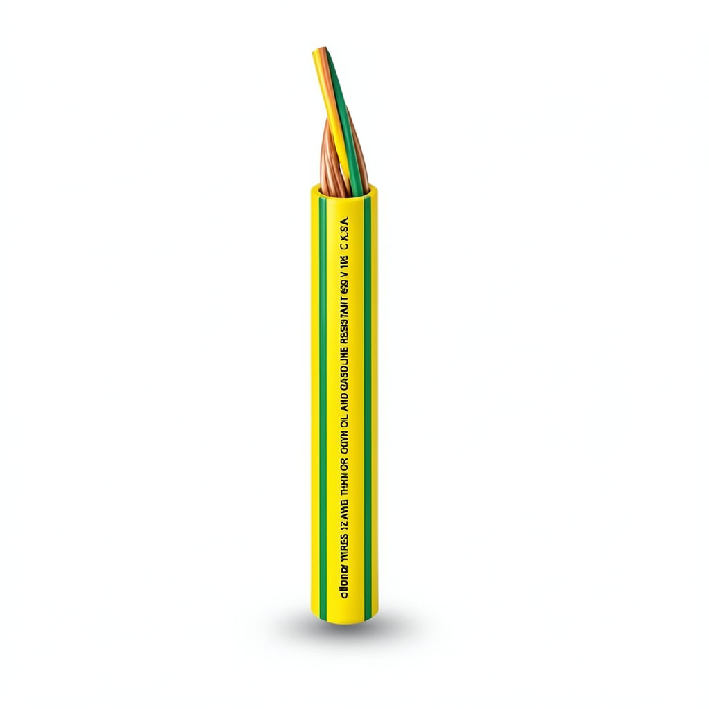 THHN/THWN Copper Cable PVC 105°C Insulation Alfanar Diameter 2.7 MM 600 Volt Length 500 Feet Yellow with Green | Al Fanar
