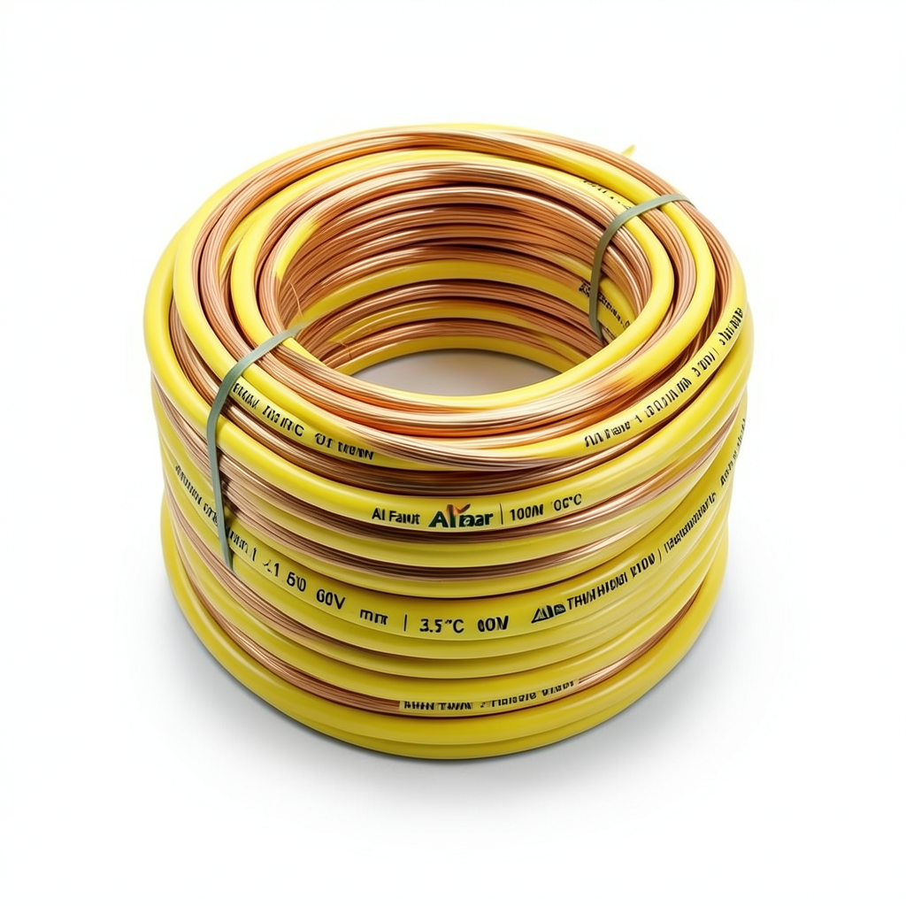 THHN/THWN Copper Cable PVC 105°C Insulation 3.1 MM Diameter 600 Volt 500 Feet Yellow with Green | Al Fanar