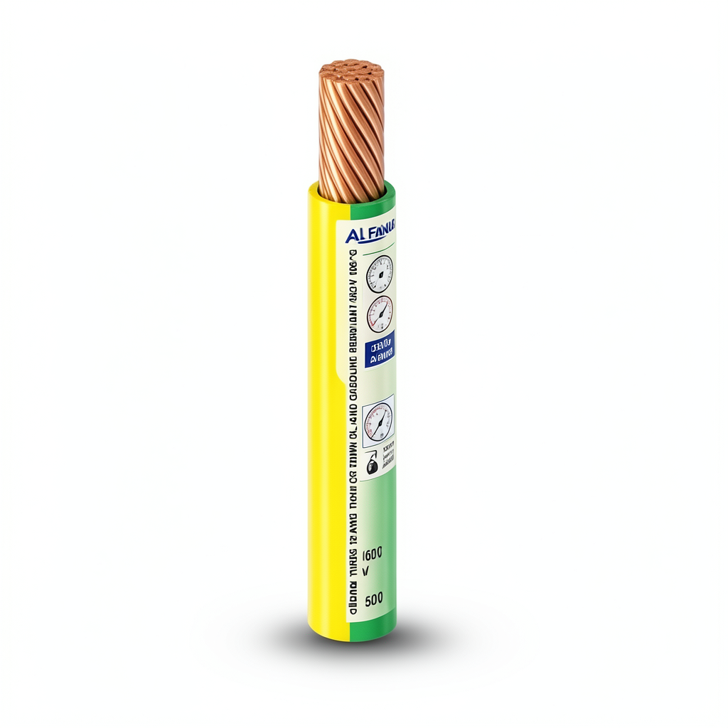 كابل نحاس THHN/THWN معزول PVC 105° قطر 11.9 مم 600 فولت 500 قدم أصفر مع أخضر | شركة الفنار Alfanar