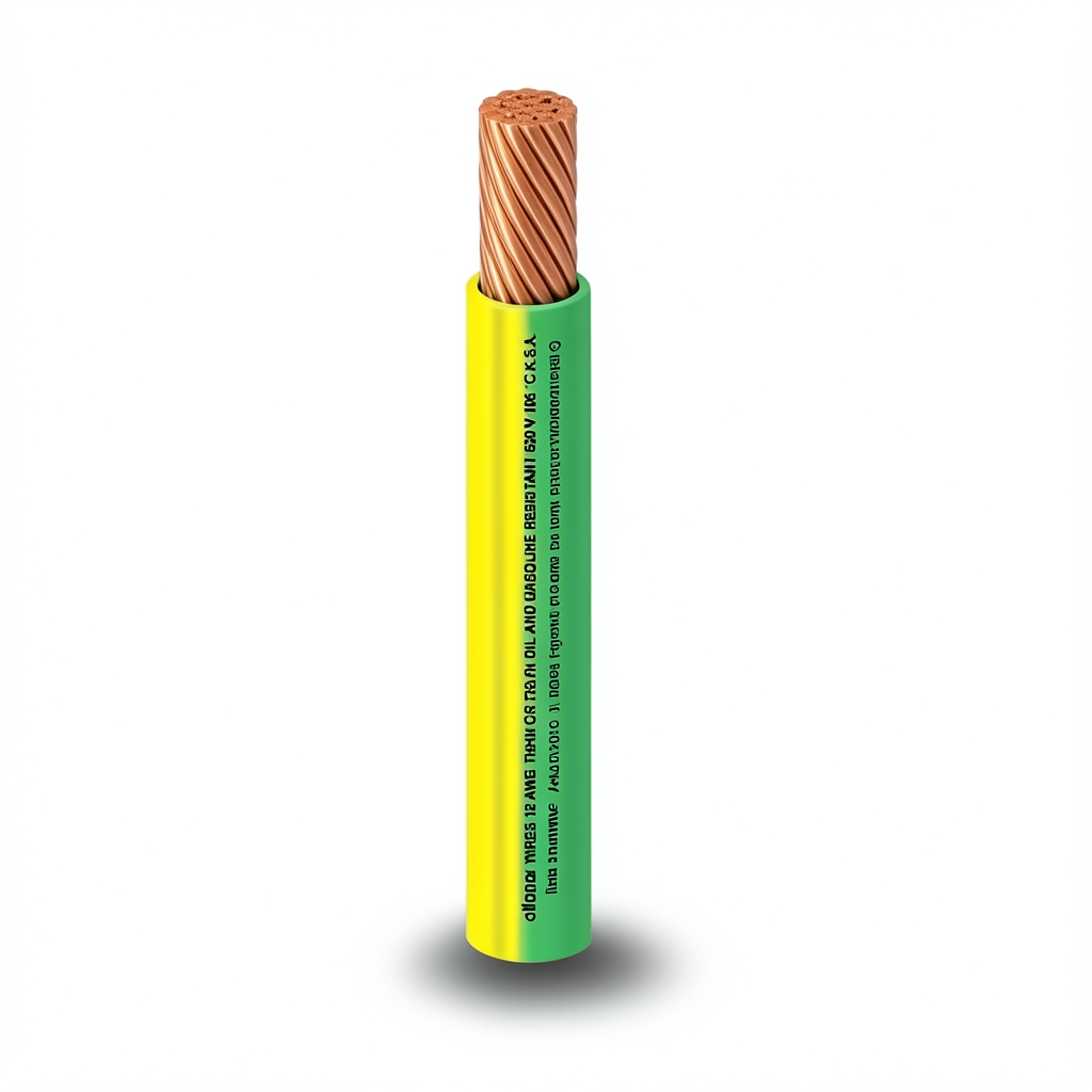 كابل نحاس THHN/THWN معزول PVC 105° قطر 13.8 مم 600 فولت طول 500 قدم أصفر مع أخضر | شركة الفنار