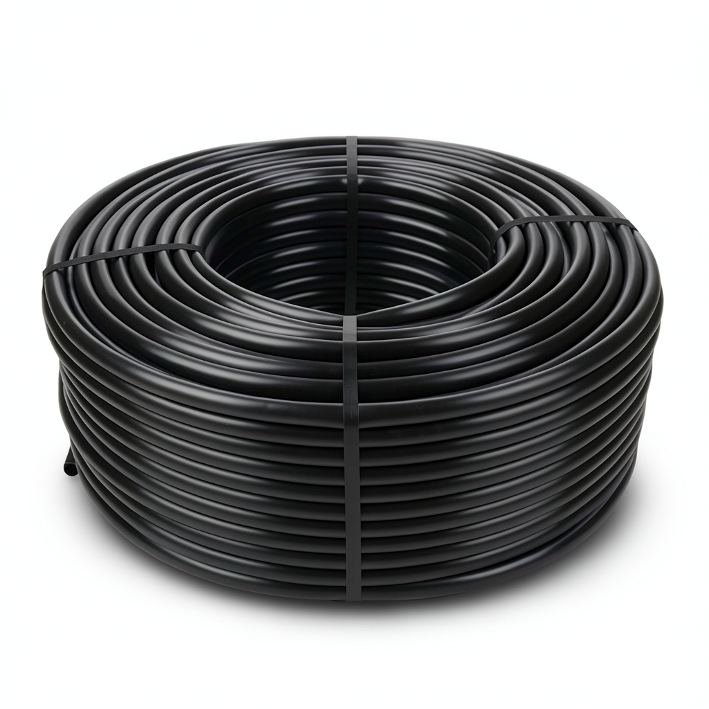 لفة أنابيب بلاستيك HDPE ضغط 20 بار PE 100، قطر خارجي 50 مم، سماكة 5.6 مم، أسود
