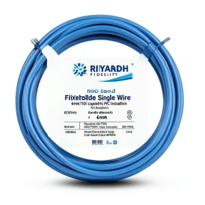 لفة سلك مفرد نحاس شعر 6 ملم 450/750 فولت عزل PVC أزرق | مجموعة كابلات الرياض