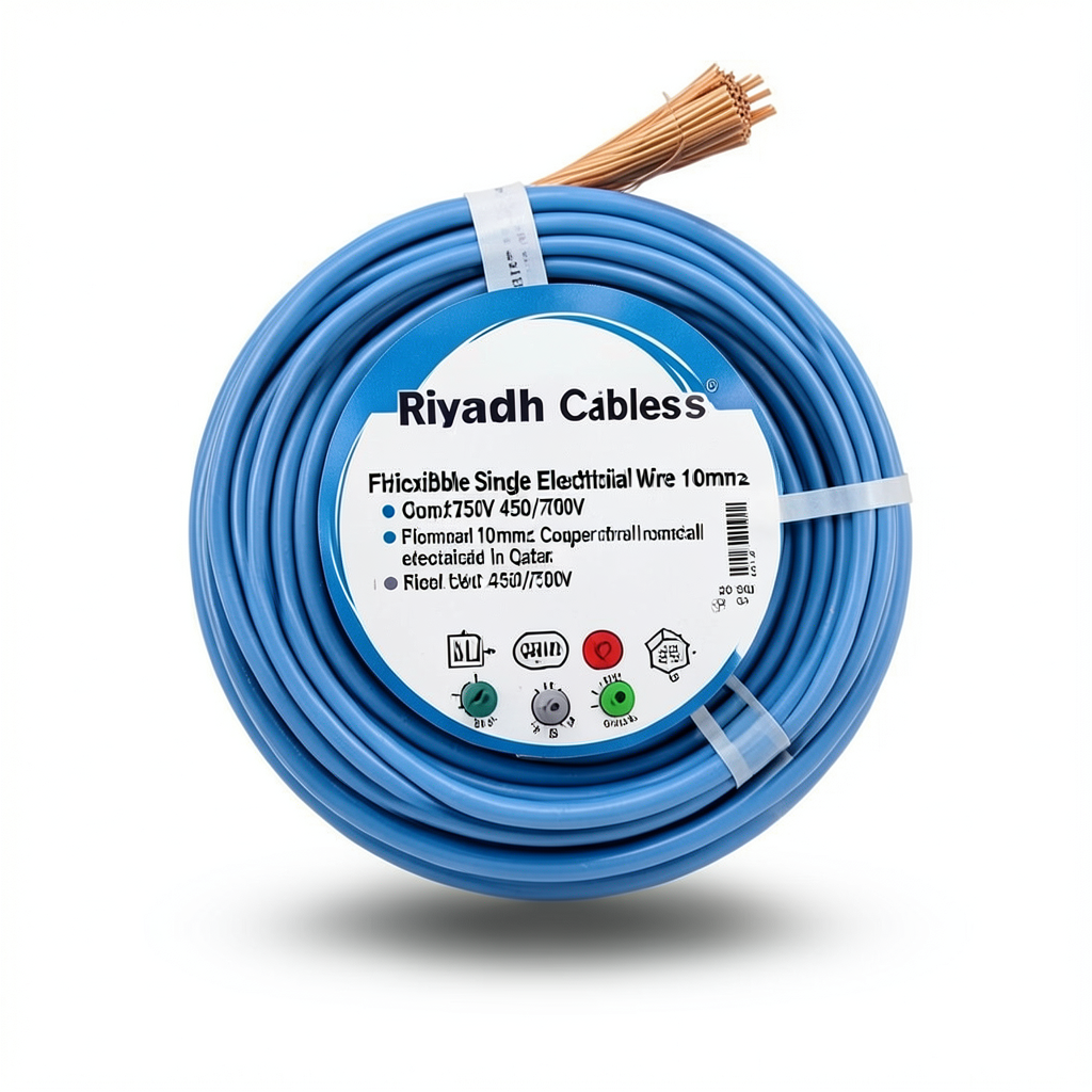 Flexible Single Electrical Wire 10mm2 450/750V Copper Conductor PVC Insulation Blue | Riyadh Cables Group