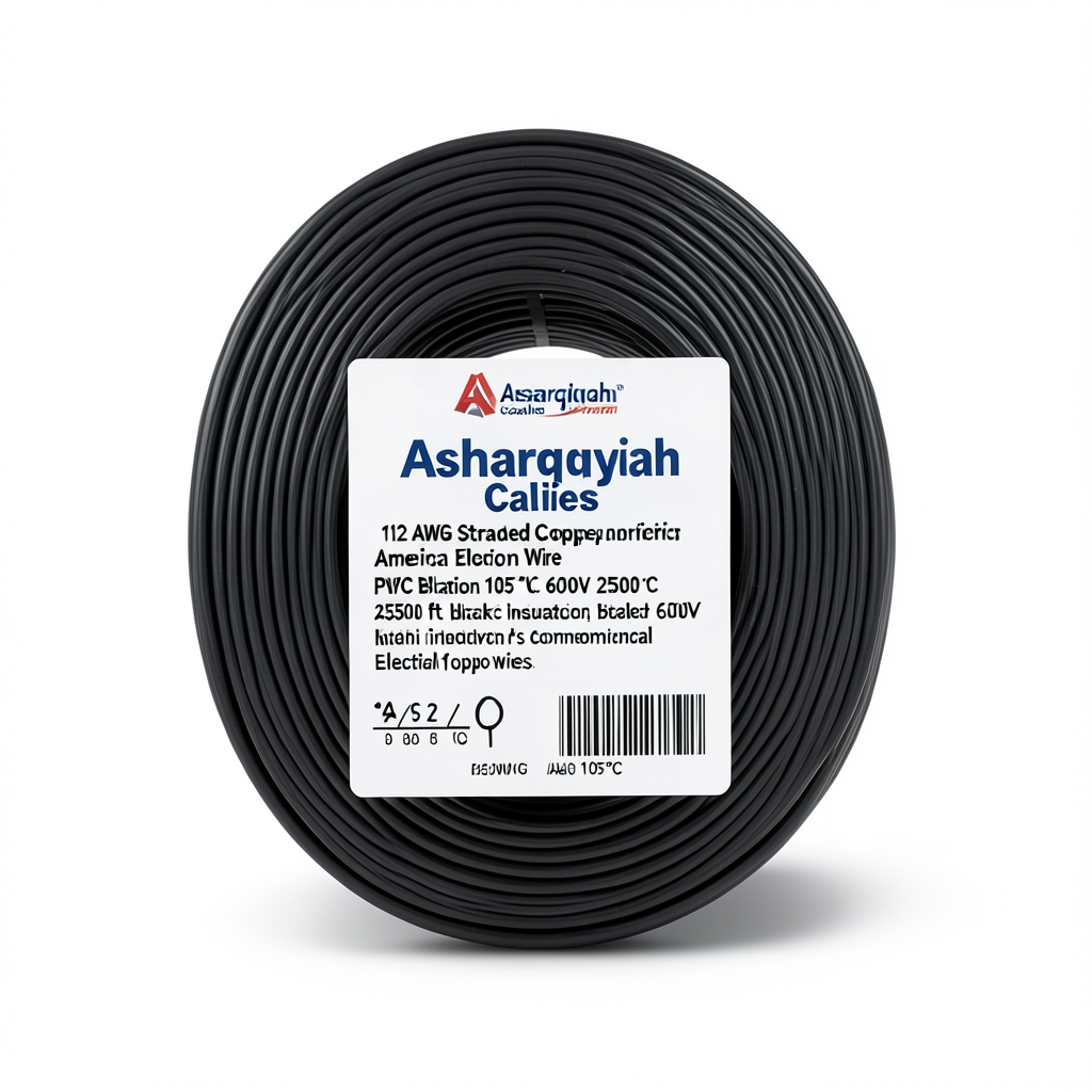 12 AWG Stranded Copper American Electric Wire PVC Insulation 105°C Black 600V 2500 ft | Asharqiyah Cables Company for Industry