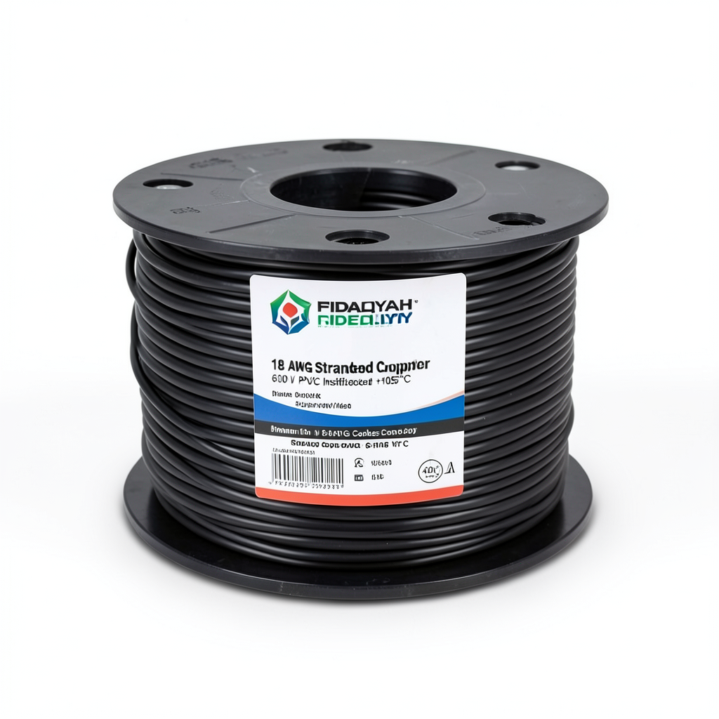 18 AWG Stranded Copper Wire 600 V PVC Insulated +105°C Black | Asharqiyah Cables Company for Industry