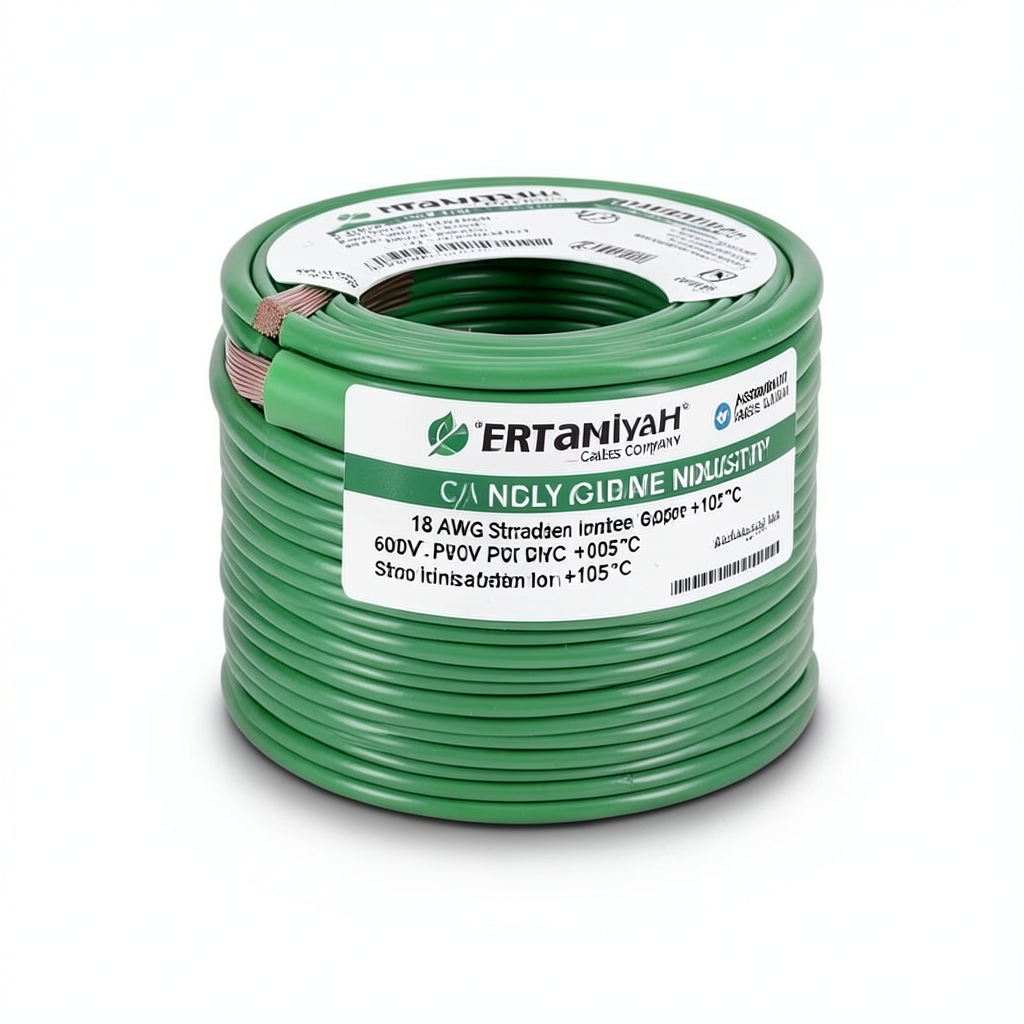سلك نحاس مجدول 18 AWG عزل PVC +105°C أخضر، 600 فولت | شركة كابلات الشرقية للصناعة