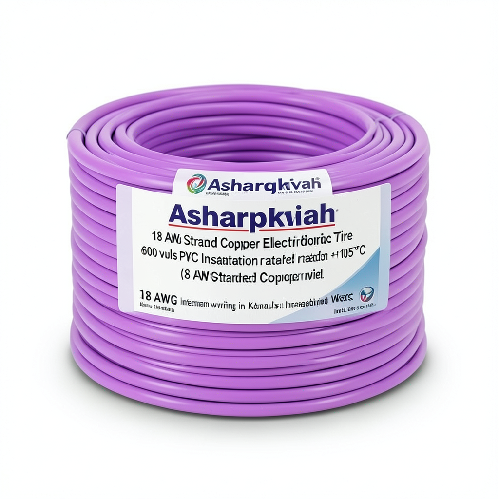 18 AWG Stranded Copper Electric Wire 600 volts PVC Insulation +105°C Violet | Asharqiyah Cables Company for Industry